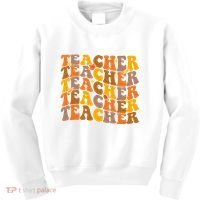 Teacher Retro Fall Cute Gift Kids Sweatshirt thumb 0
