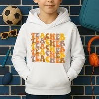 Teacher Retro Fall Cute Gift Kids Hoodie thumb 2