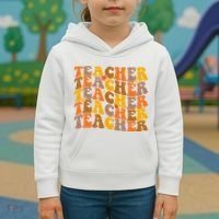 Teacher Retro Fall Cute Gift Kids Hoodie thumb 3