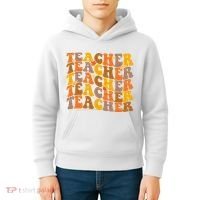 Teacher Retro Fall Cute Gift Kids Hoodie thumb 4