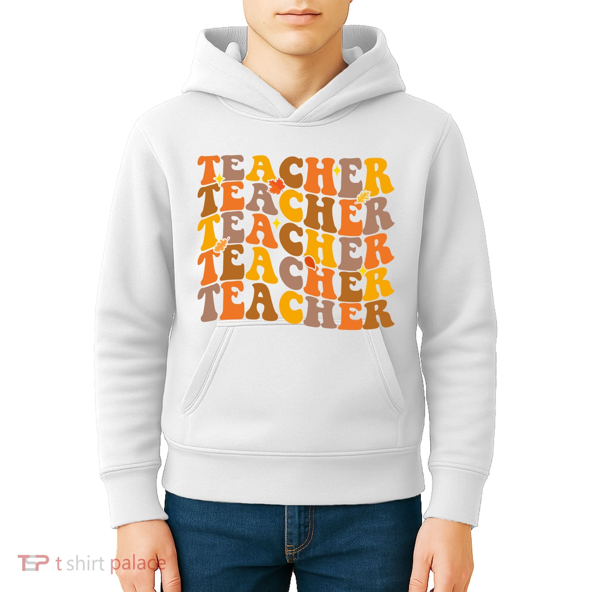 Teacher Retro Fall Cute Gift Kids Hoodie