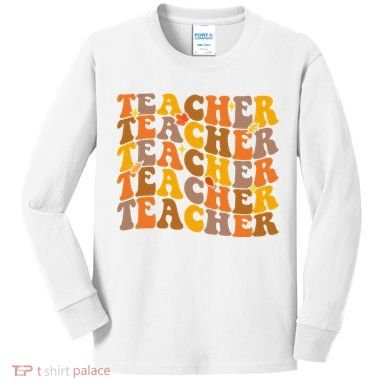 Teacher Retro Fall Cute Gift Kids Long Sleeve Shirt