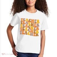 Teacher Retro Fall Cute Gift Kids T-Shirt thumb 2