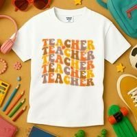 Teacher Retro Fall Cute Gift Kids T-Shirt thumb 3
