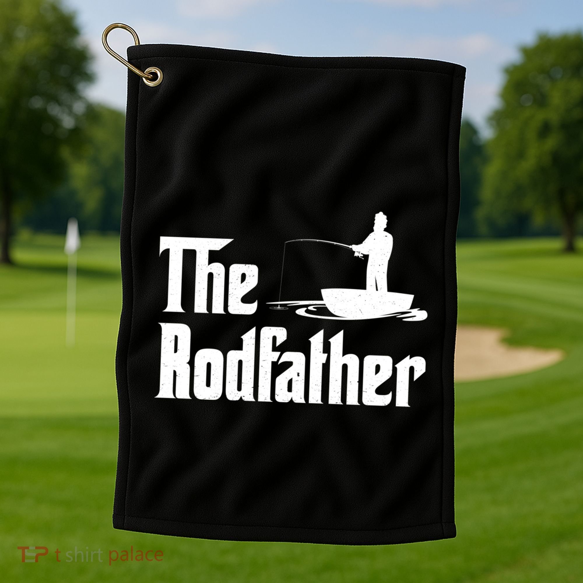 The Rodfather Funny Fishing For Fisherman Gift Golf Towel