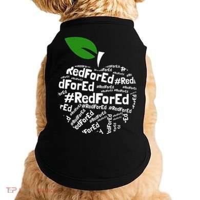 Teacher Red for Ed Cute Apple Graphic Design for Teachers Doggie Tank