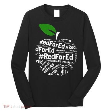 Teacher Red for Ed Cute Apple Graphic Design for Teachers Long Sleeve Shirt