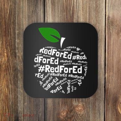Teacher Red for Ed Cute Apple Graphic Design for Teachers Coaster