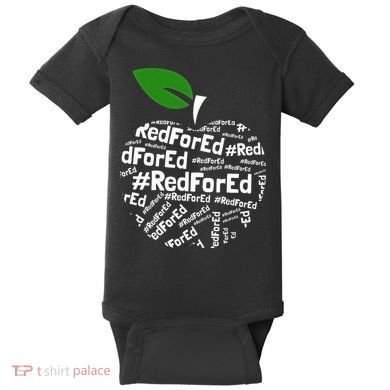 Teacher Red for Ed Cute Apple Graphic Design for Teachers Baby Bodysuit