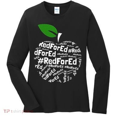 Teacher Red for Ed Cute Apple Graphic Design for Teachers Women's Long Sleeve Shirt