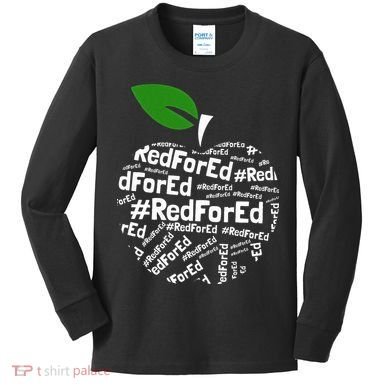Teacher Red for Ed Cute Apple Graphic Design for Teachers Kids Long Sleeve Shirt
