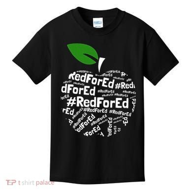 Teacher Red for Ed Cute Apple Graphic Design for Teachers Kids T-Shirt