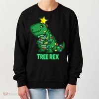 Tree Rex Funny Cute Retro Christmas Dino Cool Gift Women's Sweatshirt thumb 0