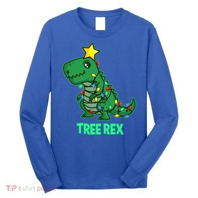 Tree Rex Funny Cute Retro Christmas Dino Cool Gift Long Sleeve Shirt