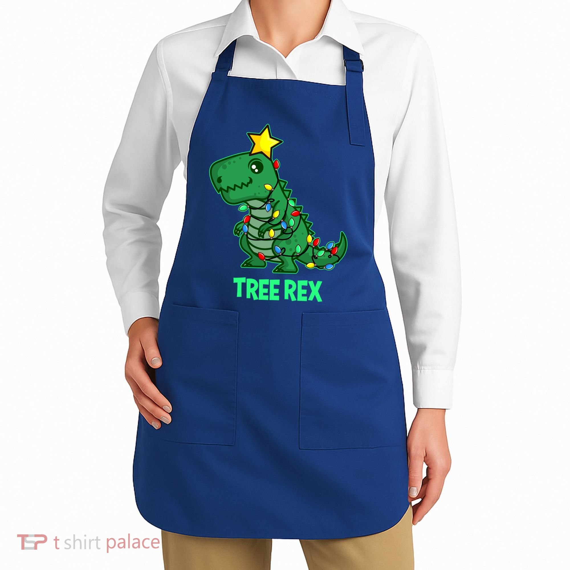 Tree Rex Funny Cute Retro Christmas Dino Cool Gift Apron