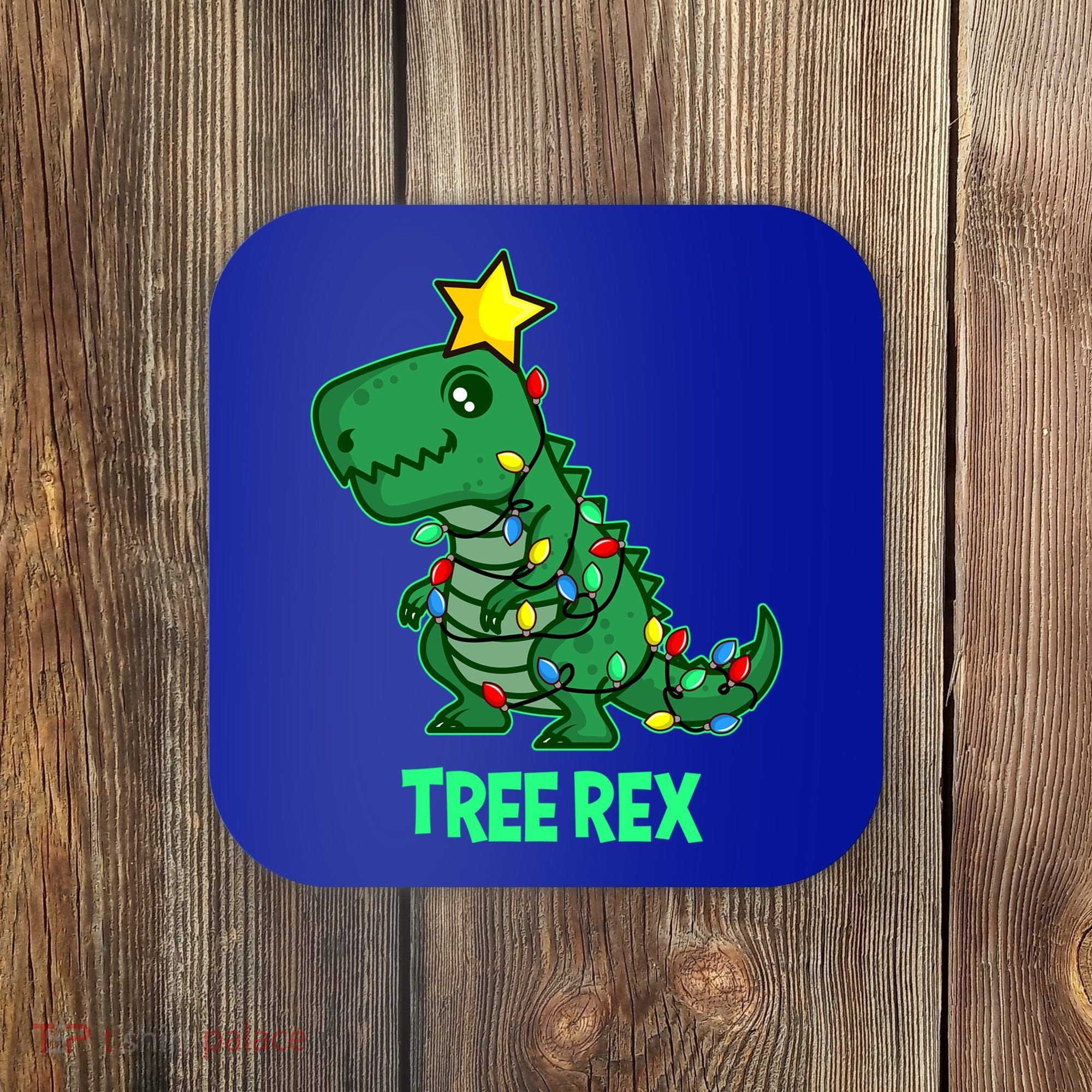 Tree Rex Funny Cute Retro Christmas Dino Cool Gift Coaster