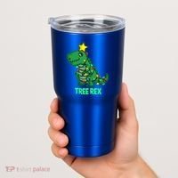 Tree Rex Funny Cute Retro Christmas Dino Cool Gift Tumbler thumb 2