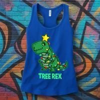 Tree Rex Funny Cute Retro Christmas Dino Cool Gift Women's Tank Top thumb 3