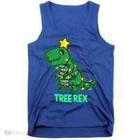 Tree Rex Funny Cute Retro Christmas Dino Cool Gift Tank Top thumb 0