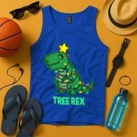 Tree Rex Funny Cute Retro Christmas Dino Cool Gift Tank Top thumb 4