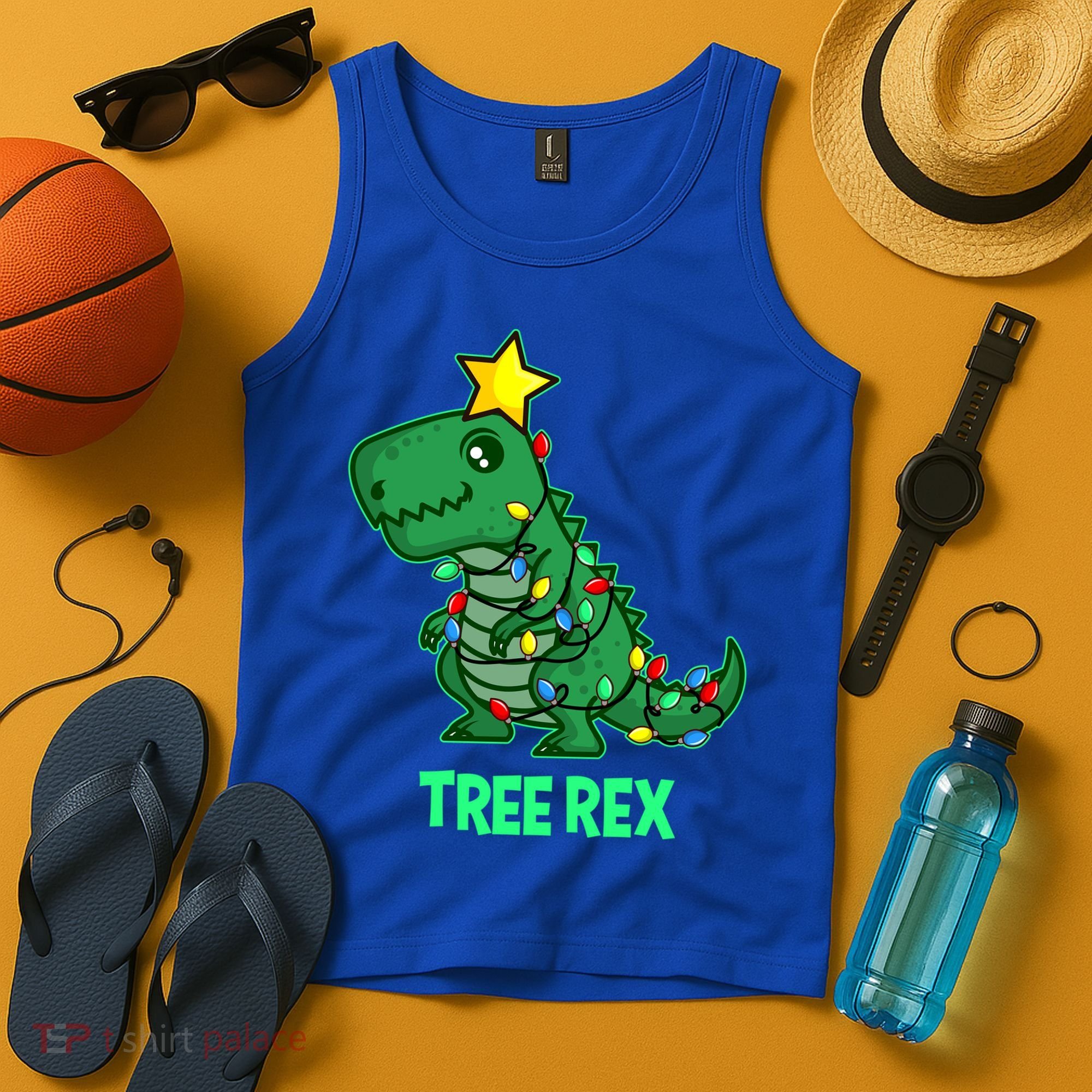 Tree Rex Funny Cute Retro Christmas Dino Cool Gift Tank Top