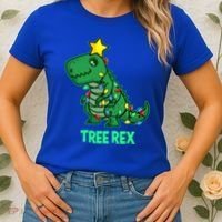 Tree Rex Funny Cute Retro Christmas Dino Cool Gift Women's T-Shirt thumb 2