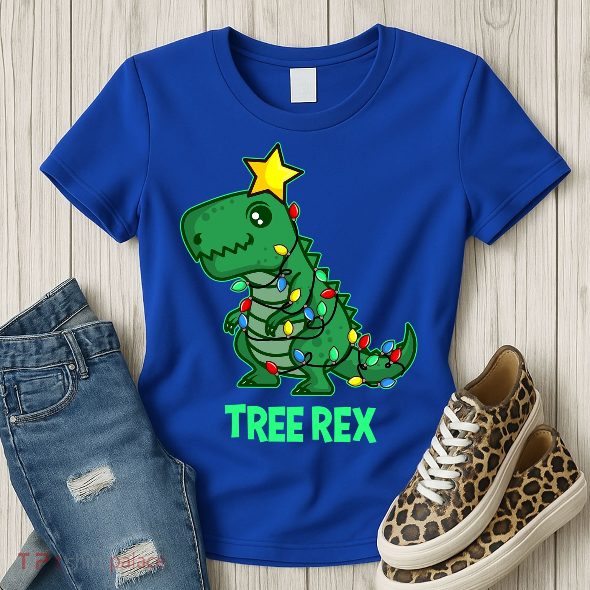 Tree Rex Funny Cute Retro Christmas Dino Cool Gift Women's T-Shirt