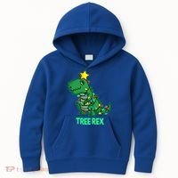 Tree Rex Funny Cute Retro Christmas Dino Cool Gift Kids Hoodie thumb 0