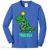 Tree Rex Funny Cute Retro Christmas Dino Cool Gift Kids Long Sleeve Shirt thumb 0