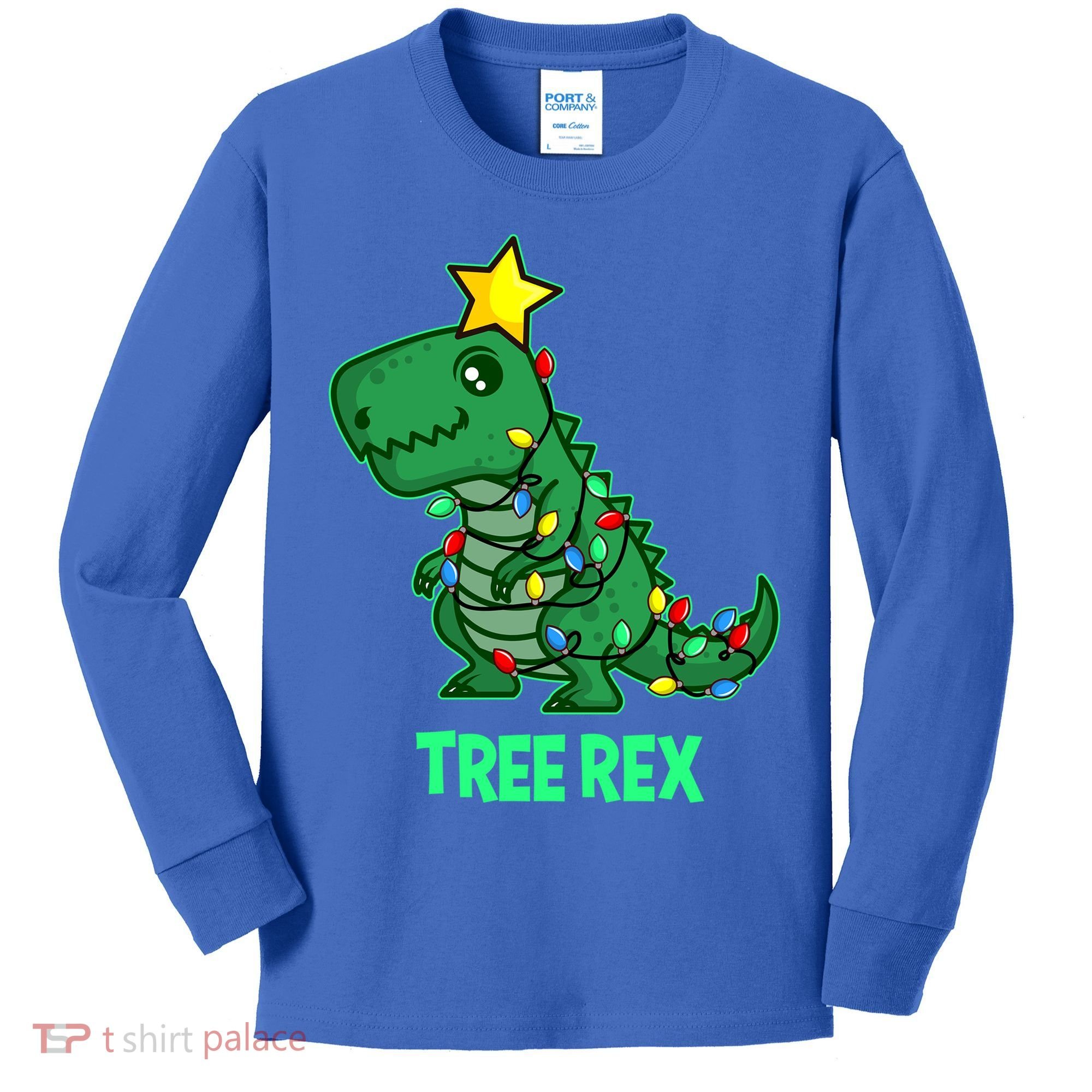 Tree Rex Funny Cute Retro Christmas Dino Cool Gift Kids Long Sleeve Shirt