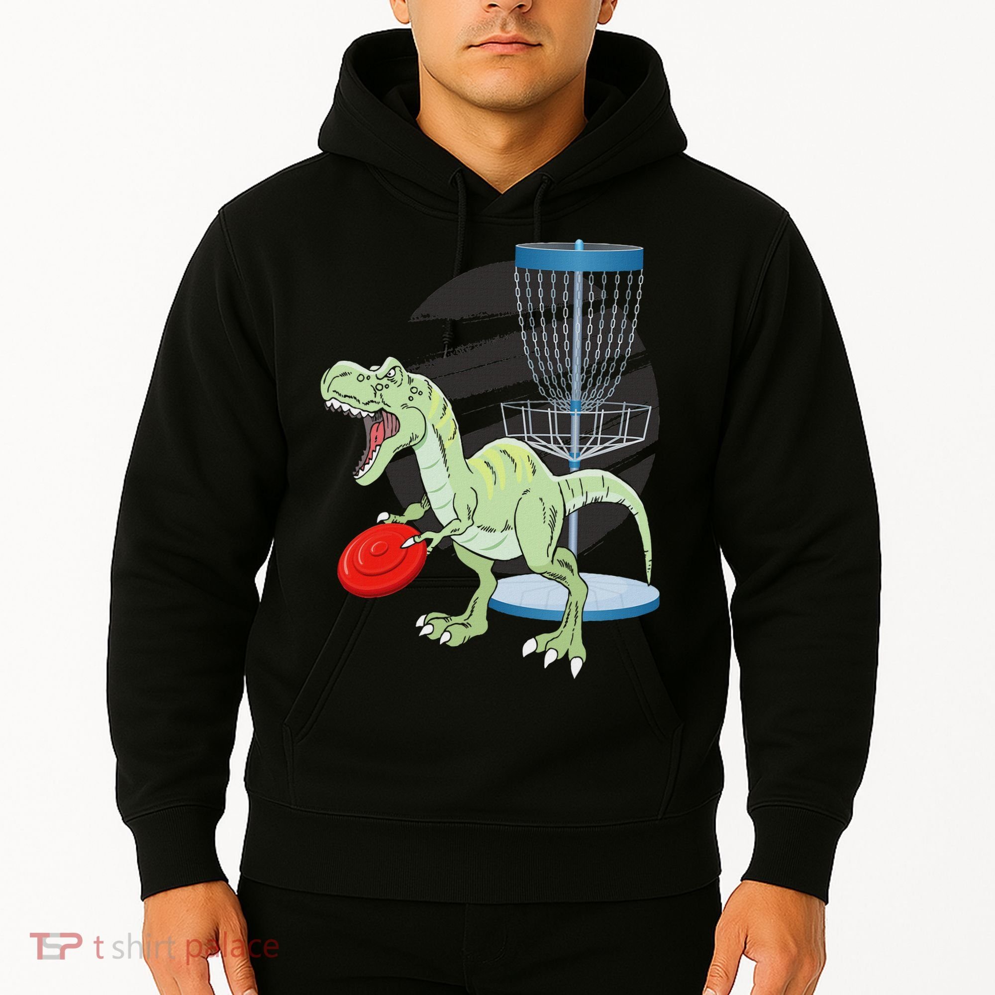 T Rex Frisbee Dinosaur Recreational Tosser Dino Disc Golf Hoodie