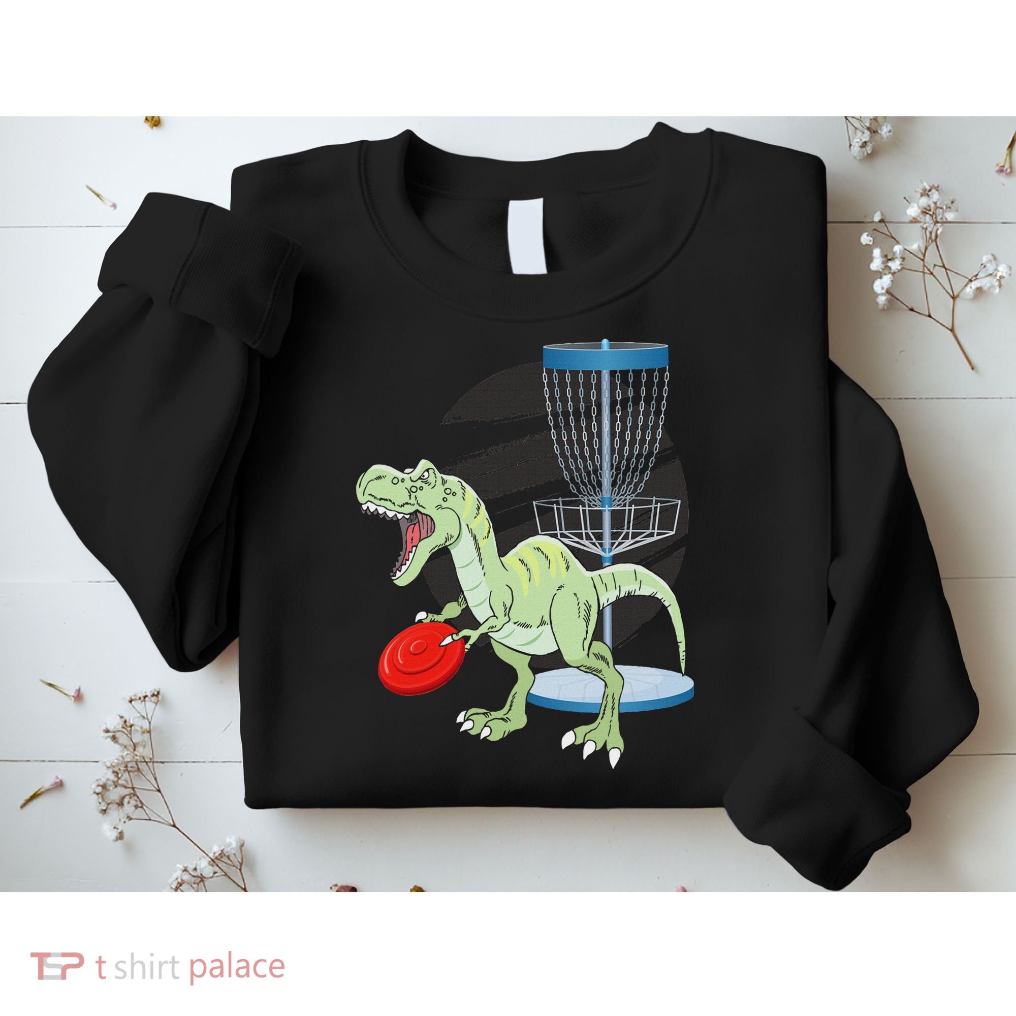 T Rex Frisbee Dinosaur Recreational Tosser Dino Disc Golf Sweatshirt
