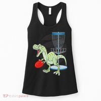 T Rex Frisbee Dinosaur Recreational Tosser Dino Disc Golf Women's Tank Top thumb 0