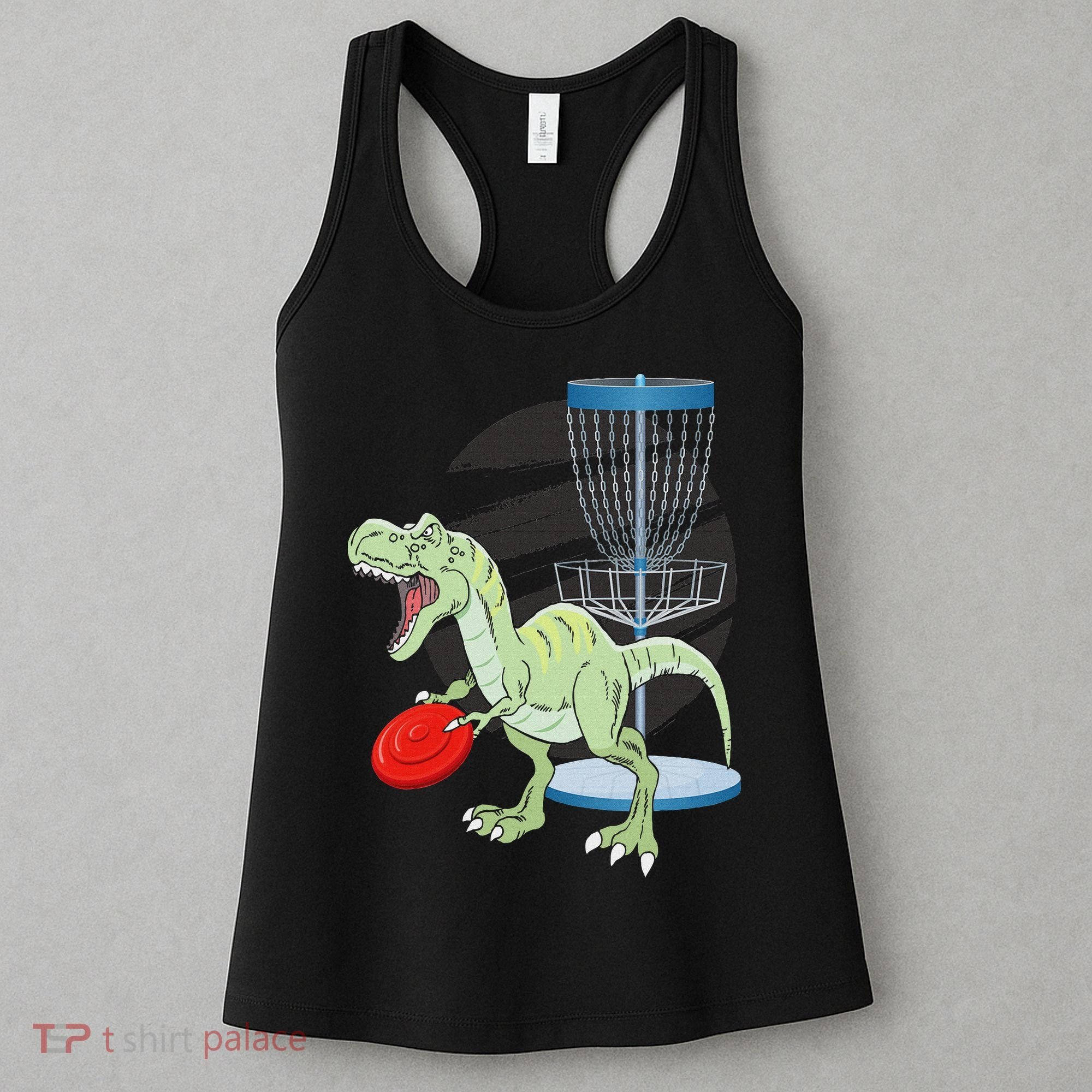 T Rex Frisbee Dinosaur Recreational Tosser Dino Disc Golf Women's Tank Top