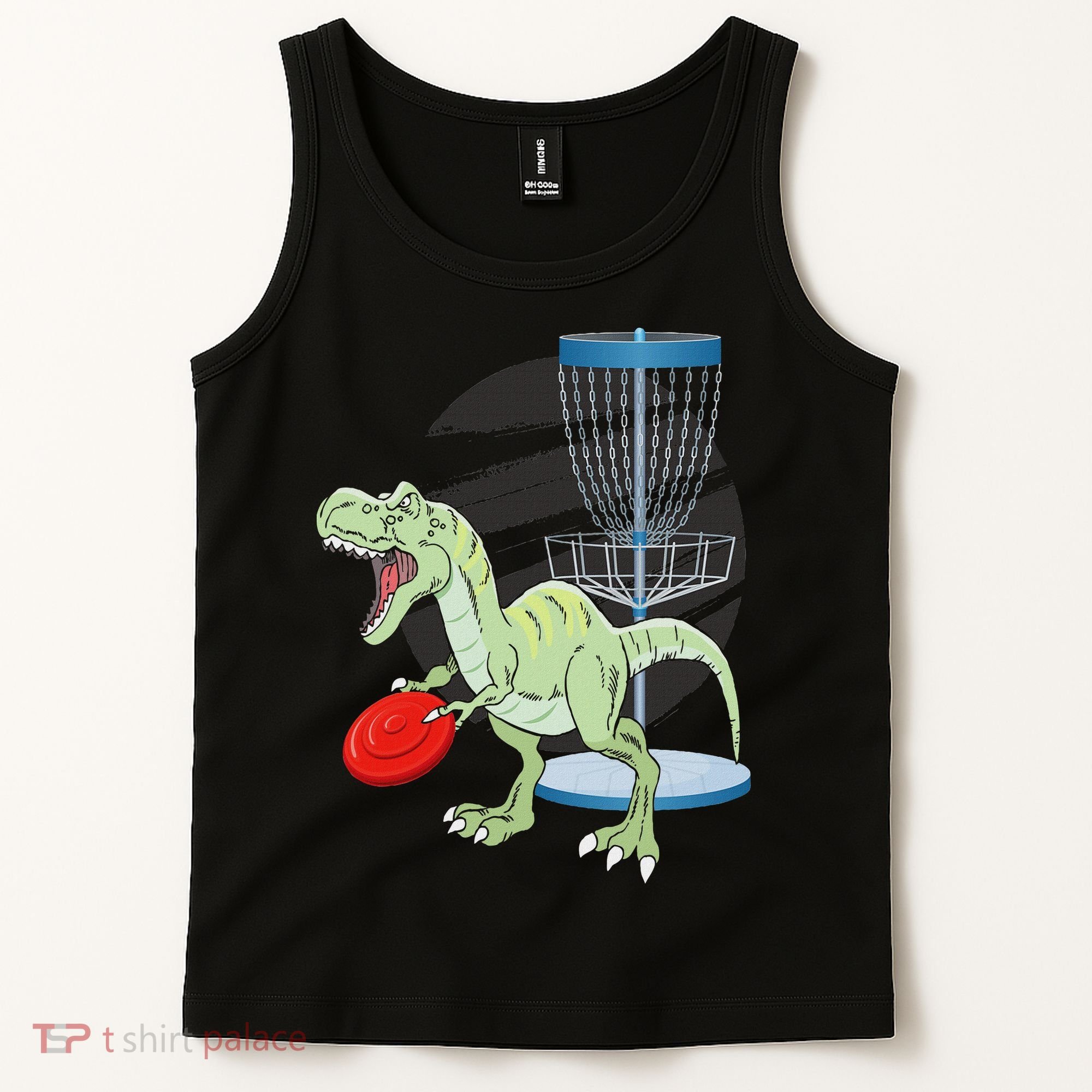 T Rex Frisbee Dinosaur Recreational Tosser Dino Disc Golf Tank Top