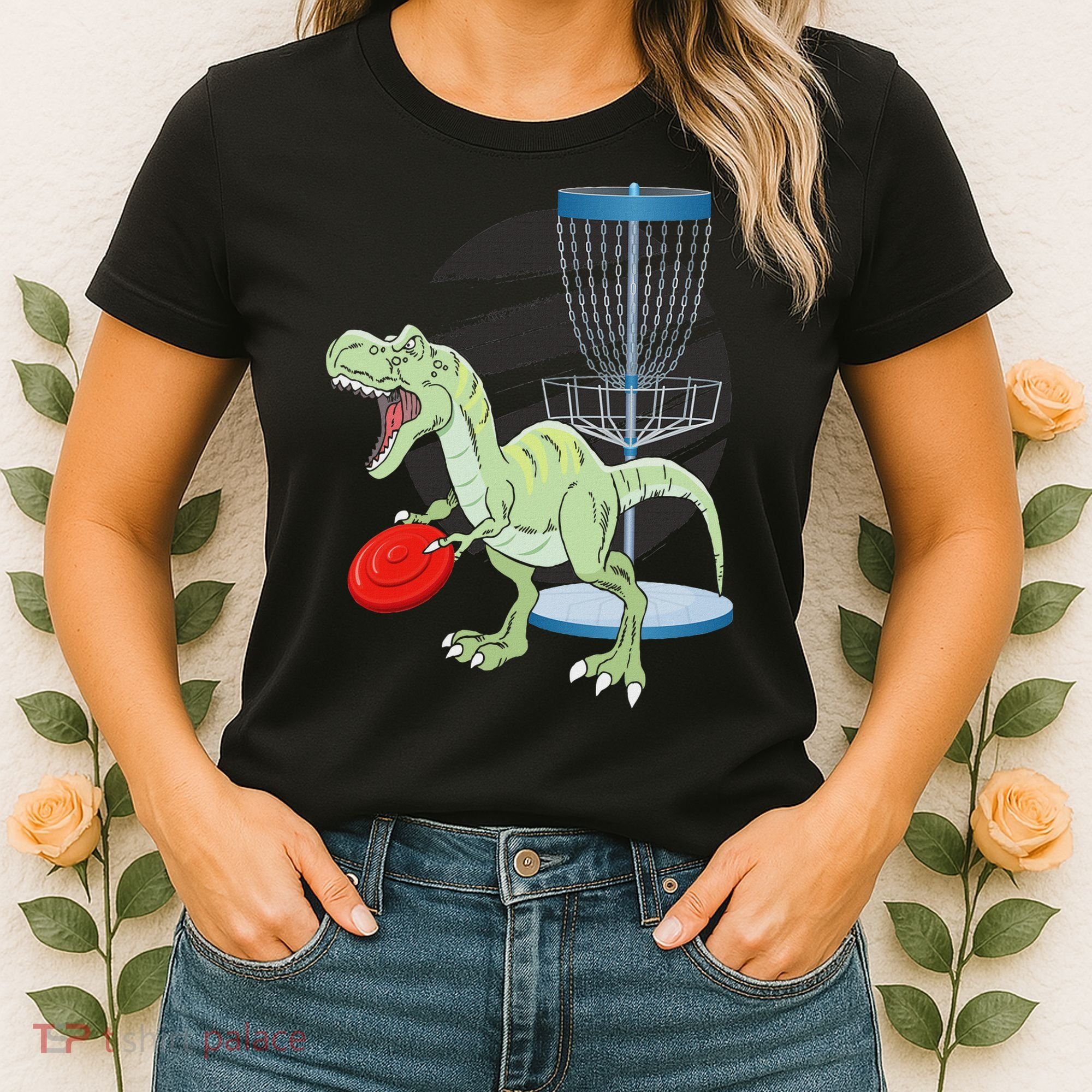 T Rex Frisbee Dinosaur Recreational Tosser Dino Disc Golf Women's T-Shirt