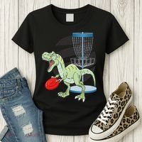 T Rex Frisbee Dinosaur Recreational Tosser Dino Disc Golf Women's T-Shirt thumb 3