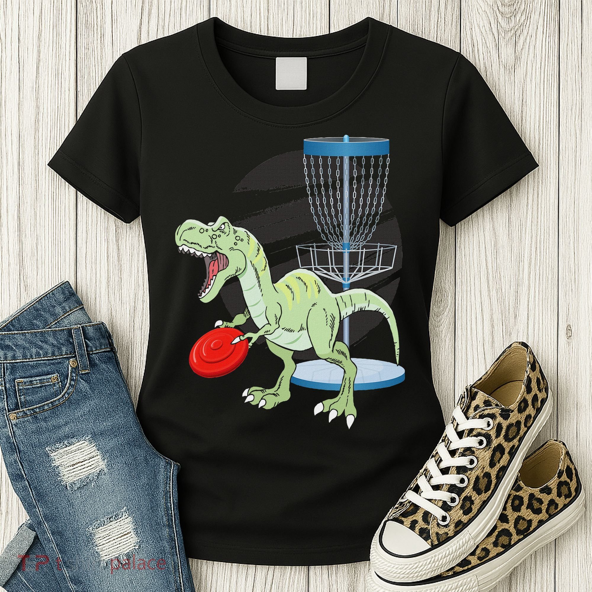 T Rex Frisbee Dinosaur Recreational Tosser Dino Disc Golf Women's T-Shirt