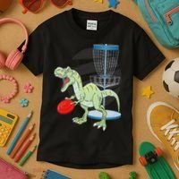 T Rex Frisbee Dinosaur Recreational Tosser Dino Disc Golf Kids T-Shirt thumb 3