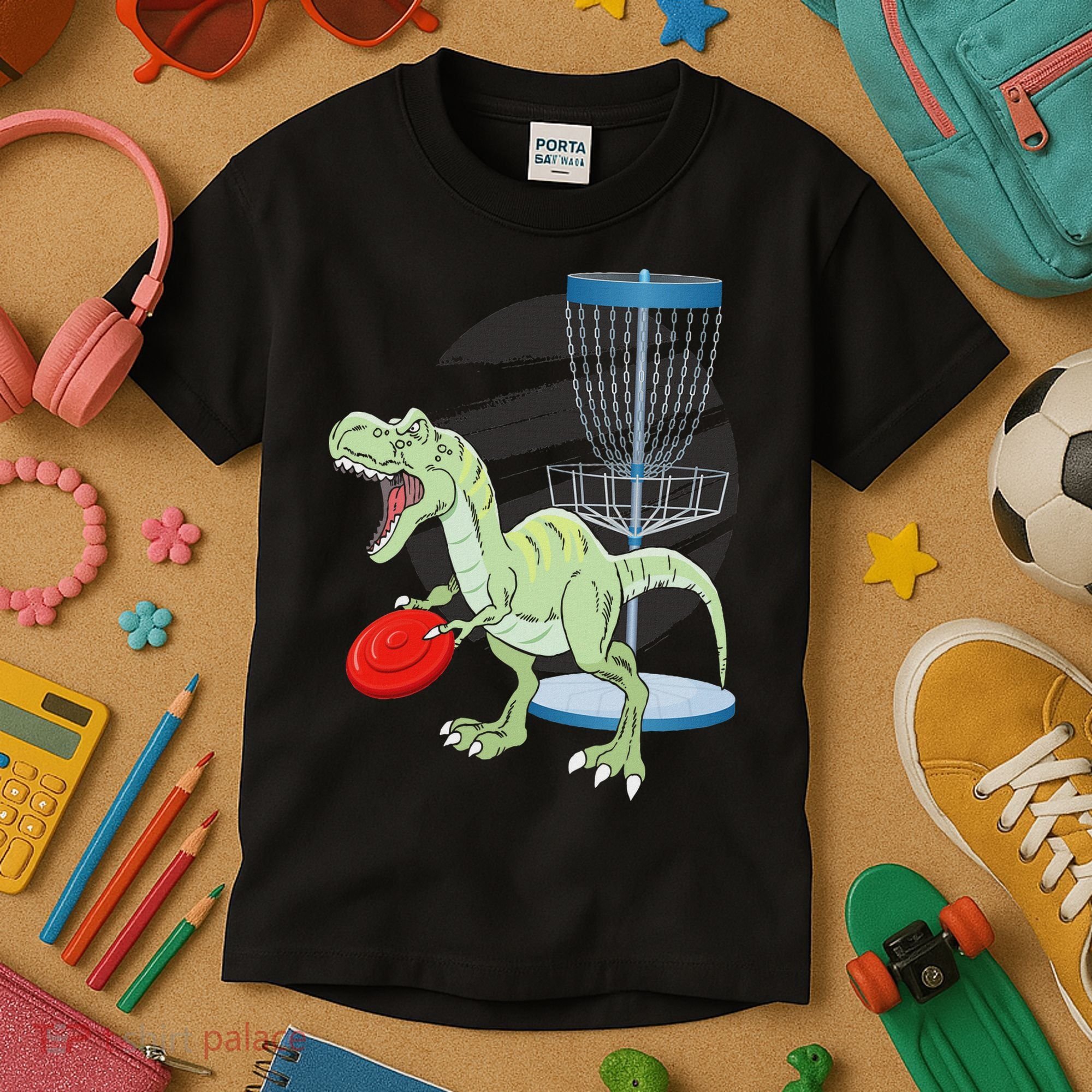 T Rex Frisbee Dinosaur Recreational Tosser Dino Disc Golf Kids T-Shirt