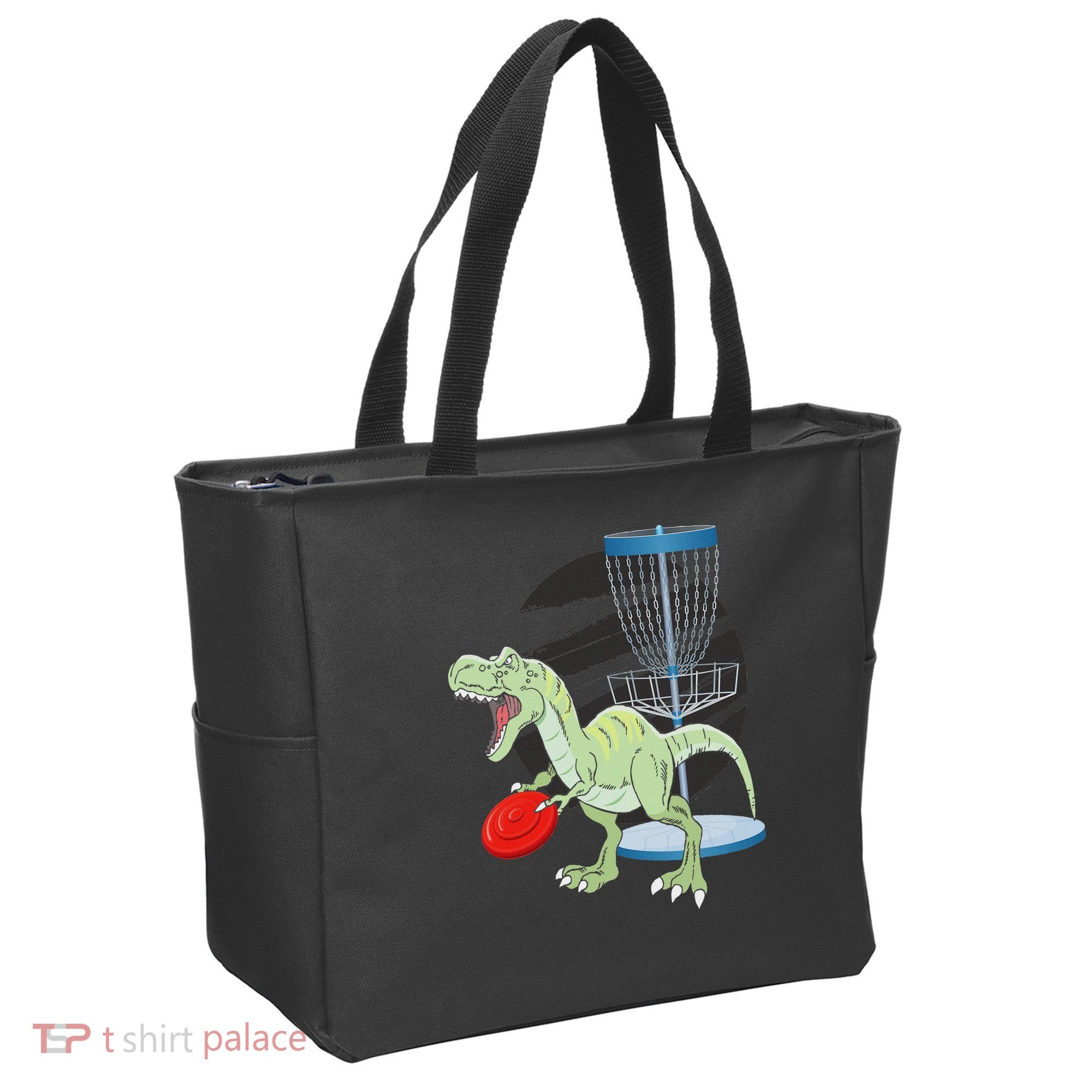 T Rex Frisbee Dinosaur Recreational Tosser Dino Disc Golf Tote Bag