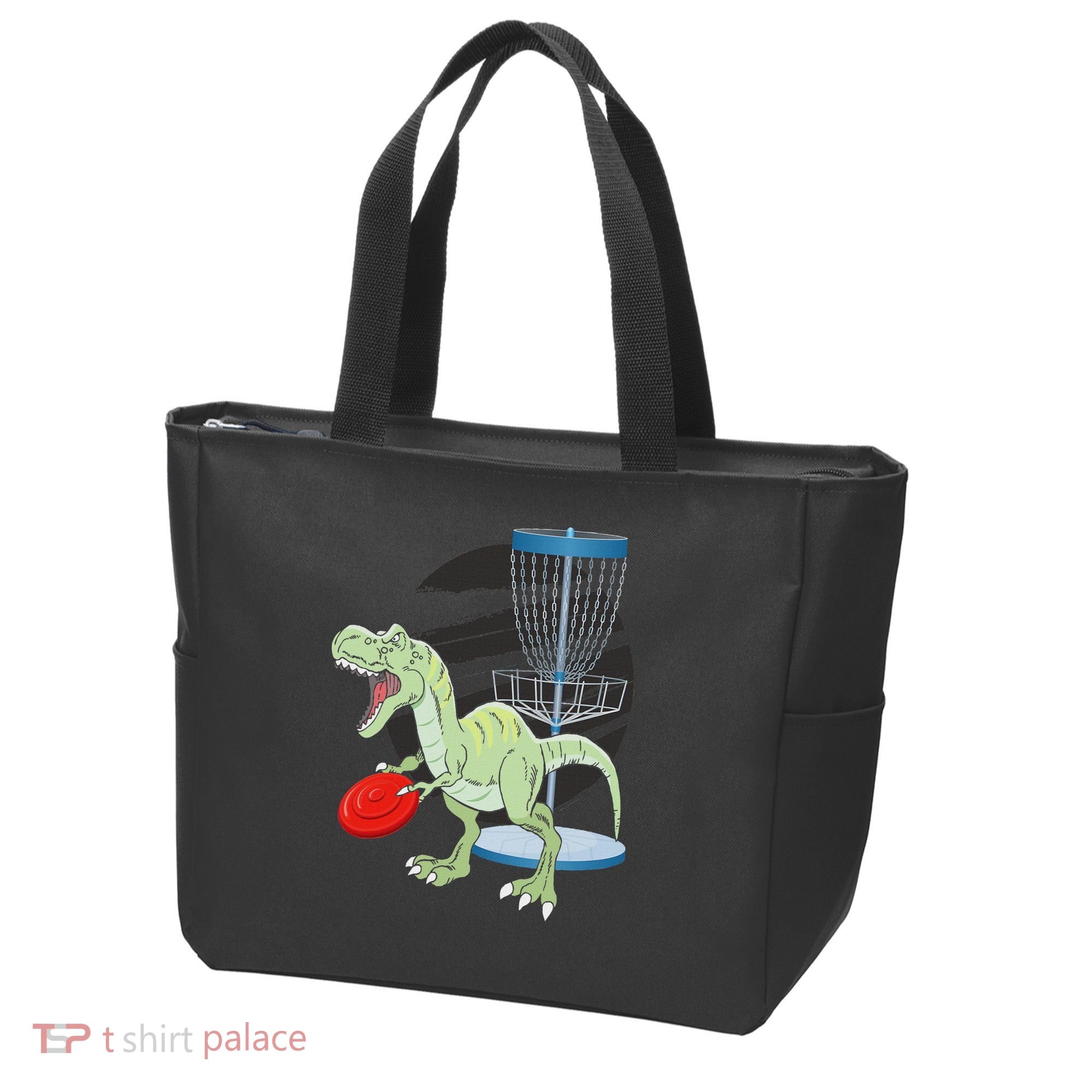 T Rex Frisbee Dinosaur Recreational Tosser Dino Disc Golf Tote Bag
