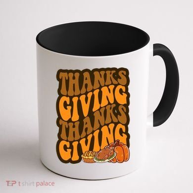 Thanksgiving Retro Groovy Holiday Cute Coffee Mug back