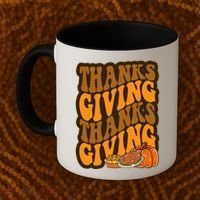 Thanksgiving Retro Groovy Holiday Cute Coffee Mug thumb 2