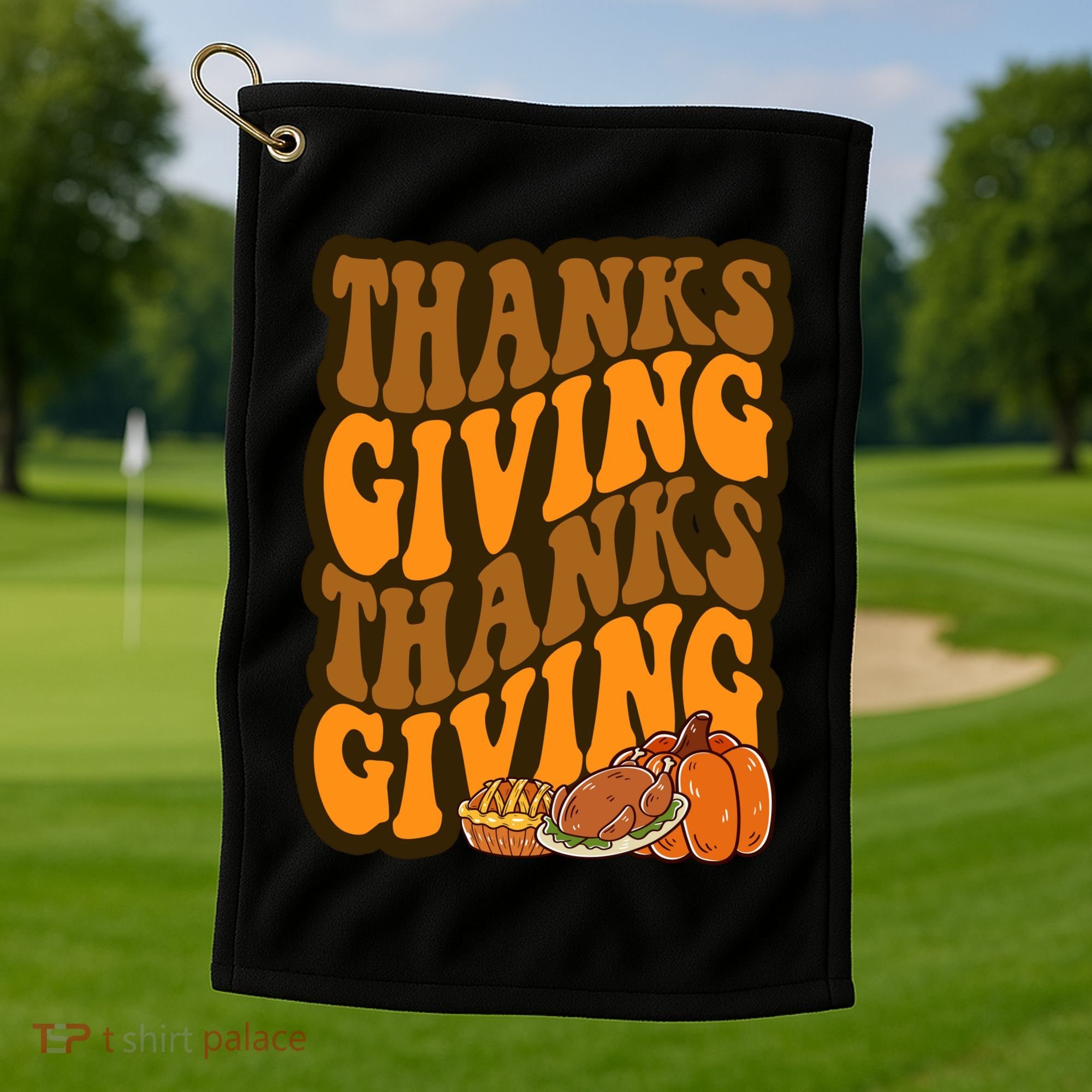 Thanksgiving Retro Groovy Holiday Cute Golf Towel