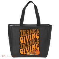 Thanksgiving Retro Groovy Holiday Cute Tote Bag thumb 0
