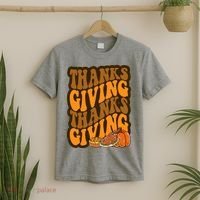 Thanksgiving Retro Groovy Holiday Cute T-Shirt thumb 2