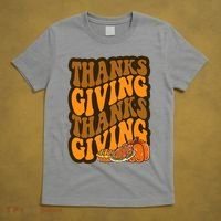 Thanksgiving Retro Groovy Holiday Cute T-Shirt thumb 5