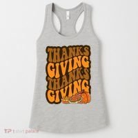 Thanksgiving Retro Groovy Holiday Cute Women's Tank Top thumb 0
