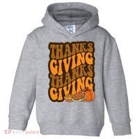 Thanksgiving Retro Groovy Holiday Cute Toddler Hoodie thumb 0